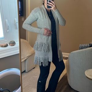 Rebecca Taylor Fringe Open-Front Sweater